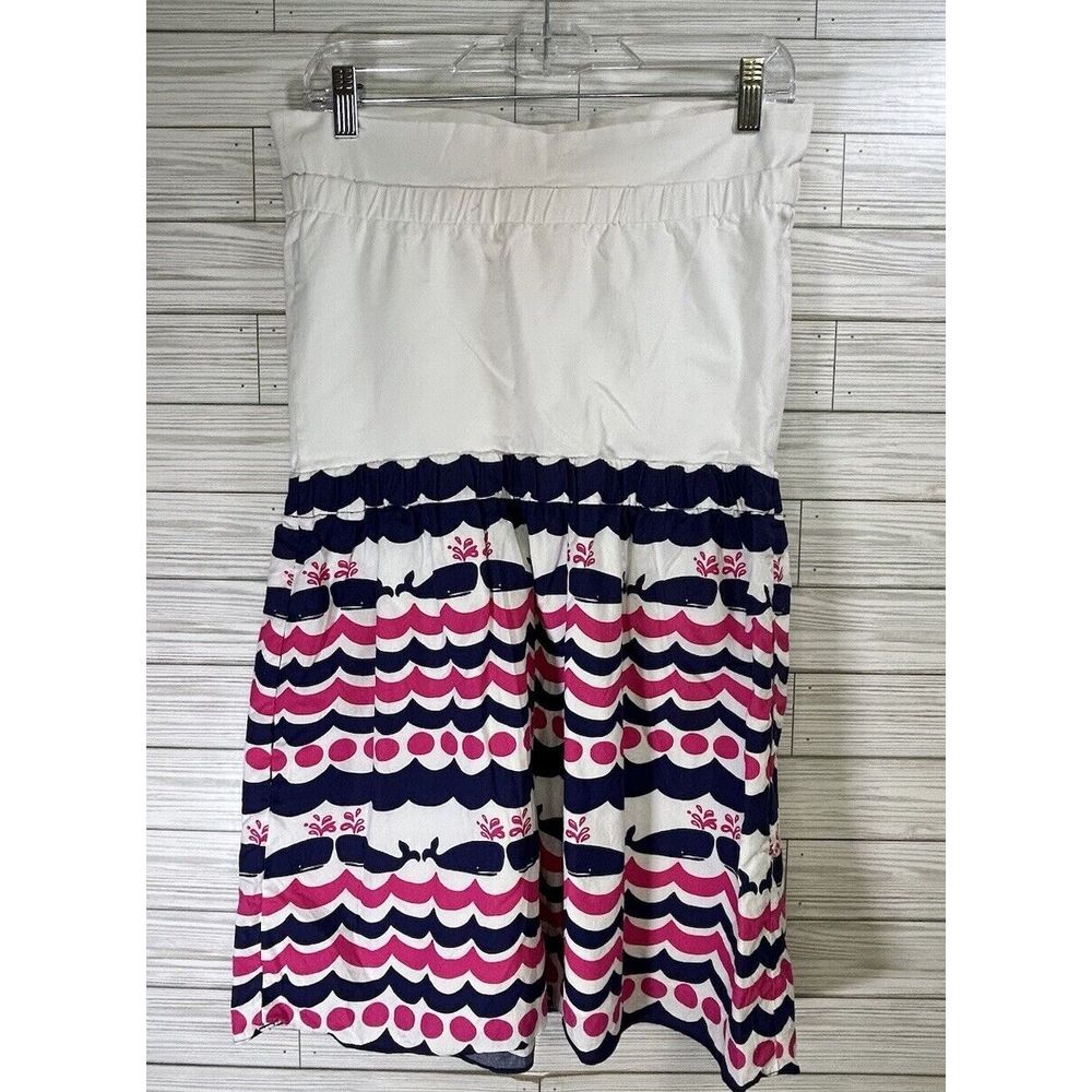 Lilly Pulitzer Women's Whales Tales Esmeralda Cotton Sz Lg Strapless Dress